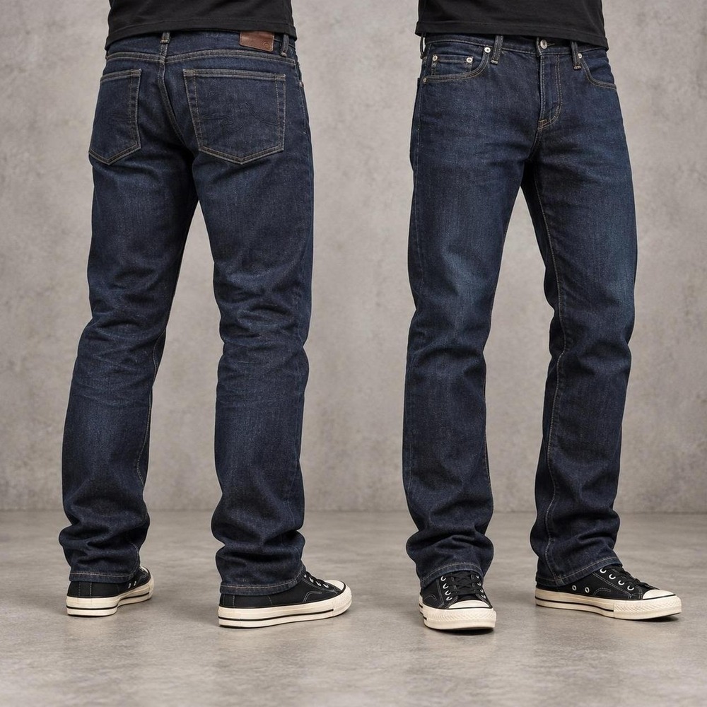 32x30 Dark Blue Slim Straight Stacked Jeans Y2K Grunge 2000s